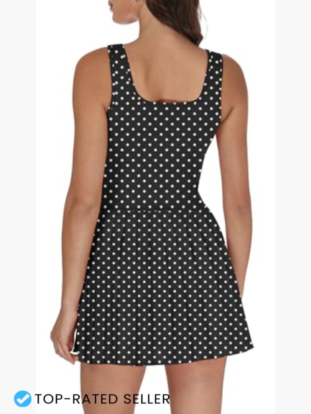 Built-In Shorts Tennis Dress U Neck Pleated Sleeveless Athletic Golf Dress View 5
